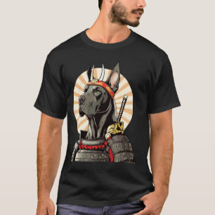 Camiseta Cão Dogue Alemão Cães ao Estilo Japonês Samurai