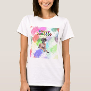 Camiseta Cão Dogue Alemão Desejando Feliz Ano Novo