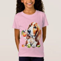 Cão e frutas bonitos