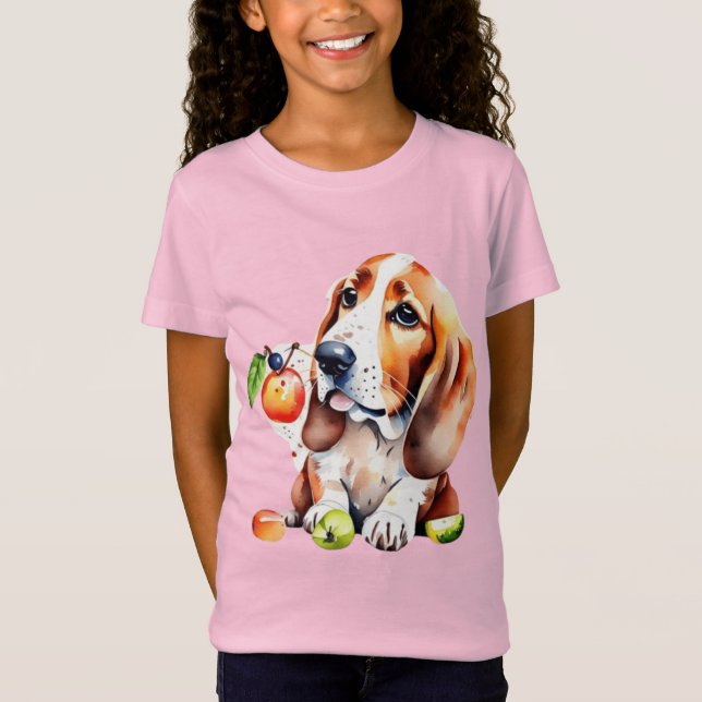 Camiseta Cão e frutas bonitos (Frente)