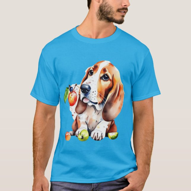 Camiseta Cão e frutas bonitos (Frente)