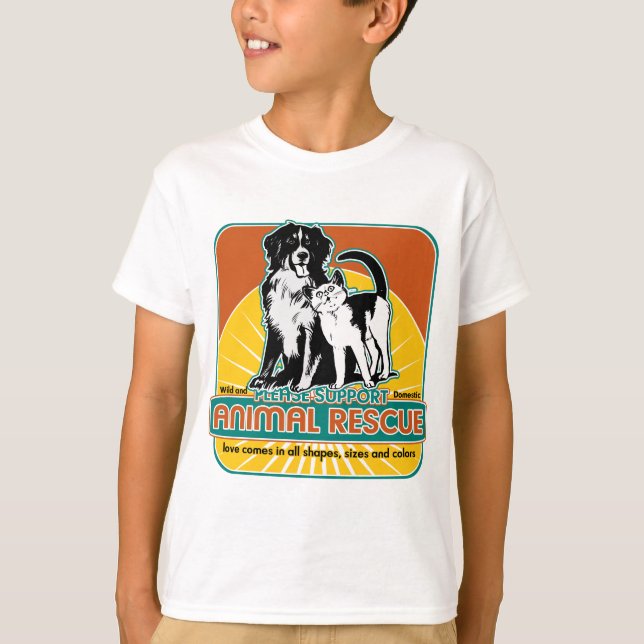 Camiseta Cão e gato animal do salvamento (Frente)