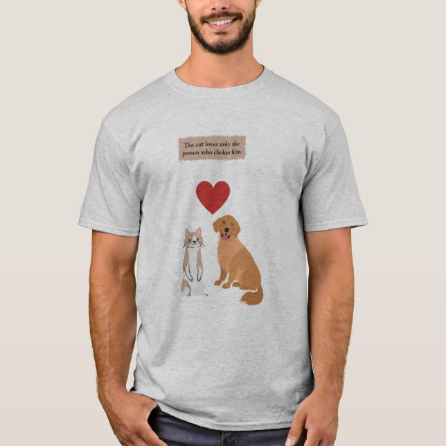 Camiseta cão e gato engraçados (Frente)