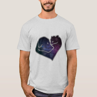 Camiseta Cão e gato no espaço