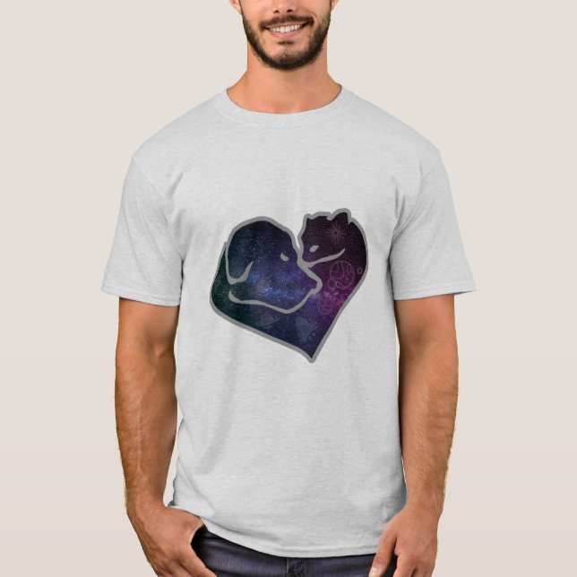Camiseta Cão e gato no espaço (Frente)