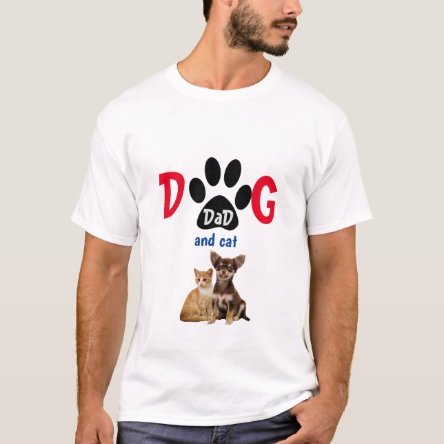 Camiseta Cão e Pai Engraçado Dia de os pais T-Shirt (Frente)
