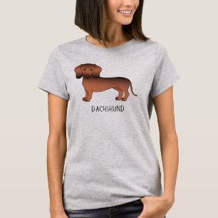 Camiseta Cão e Texto do Cartoon de Cabelo Curto Vermelho