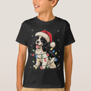 Camiseta Cão English Springer Spaniel Luzes da Árvore de Na