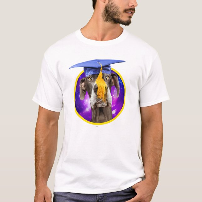 Camiseta Cão engraçado da graduação que veste o chapéu (Frente)