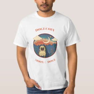 Camiseta Cão Engraçado de Dogecoin sentado no espaço - C