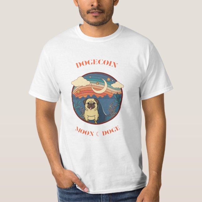 Camiseta Cão Engraçado de Dogecoin sentado no espaço - Cão  (Frente)