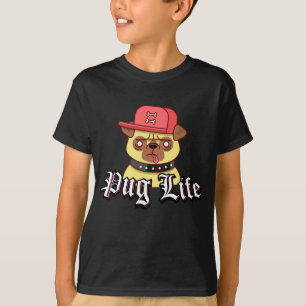 Camiseta Cão engraçado do Pug da vida do Pug