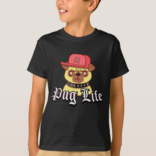 Camiseta Cão engraçado do Pug da vida do Pug (Frente)