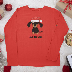 Camiseta Cão engraçado do Wiener do feriado de Papai Noel