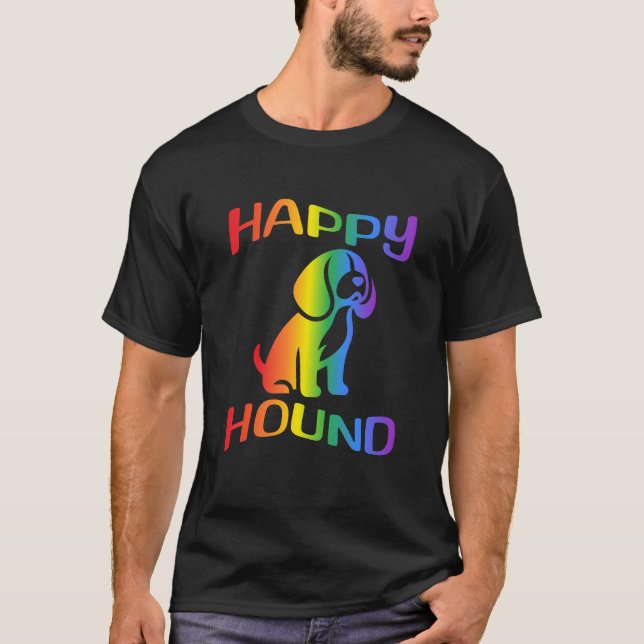 Camiseta Cão Feliz Beagle Arco-íris (Frente)