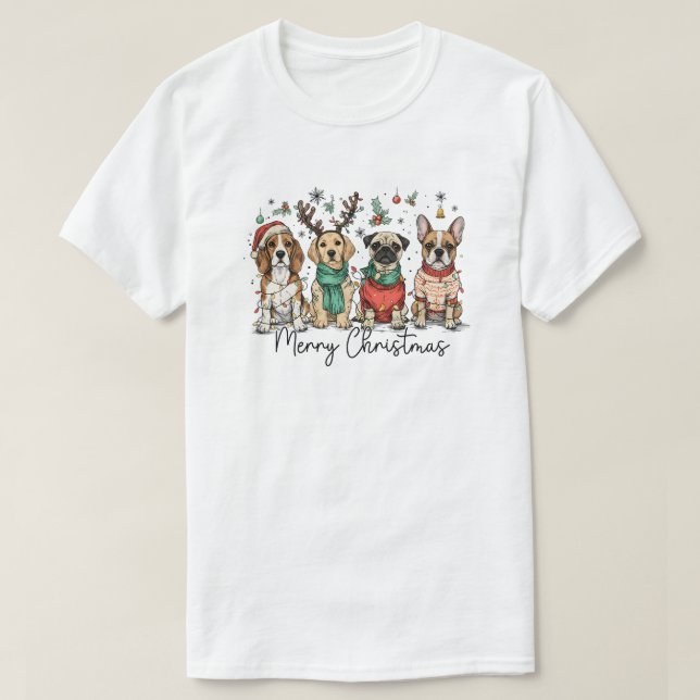Camiseta Cão Feliz Natal (Frente do Design)