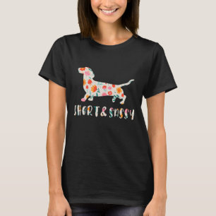 Camiseta Cão floral de Dachshund, pequeno e assado
