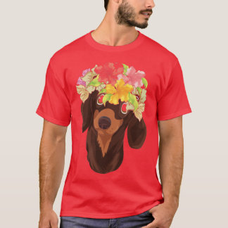 Camiseta Cão Floral Flor Flor Coroa De Animais De Companhia