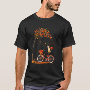 Camiseta Cão Folha Cair Autumn Cicloe Ouro recuperador