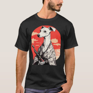 Camiseta Cão Galgo Italiano Estilo Samurai Japonês