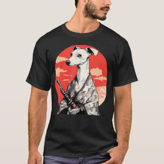 Camiseta Cão Galgo Italiano Estilo Samurai Japonês