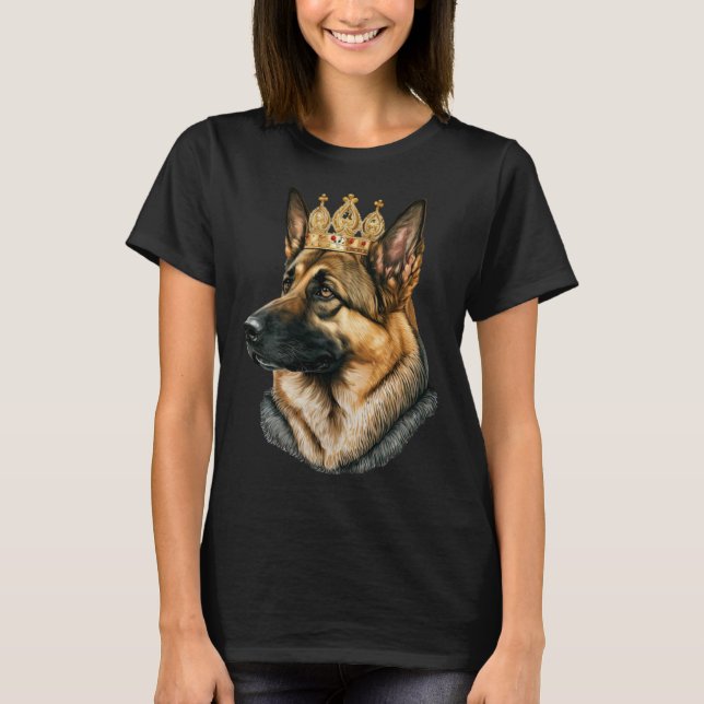 Camiseta Cão german shepherd Com Ouro (Frente)