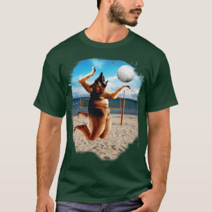 Camiseta Cão german shepherd Jogando Voleibol De Praia