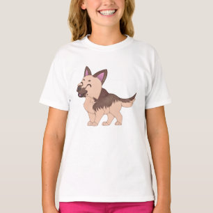 Camiseta Cão German shepherd Kawaii