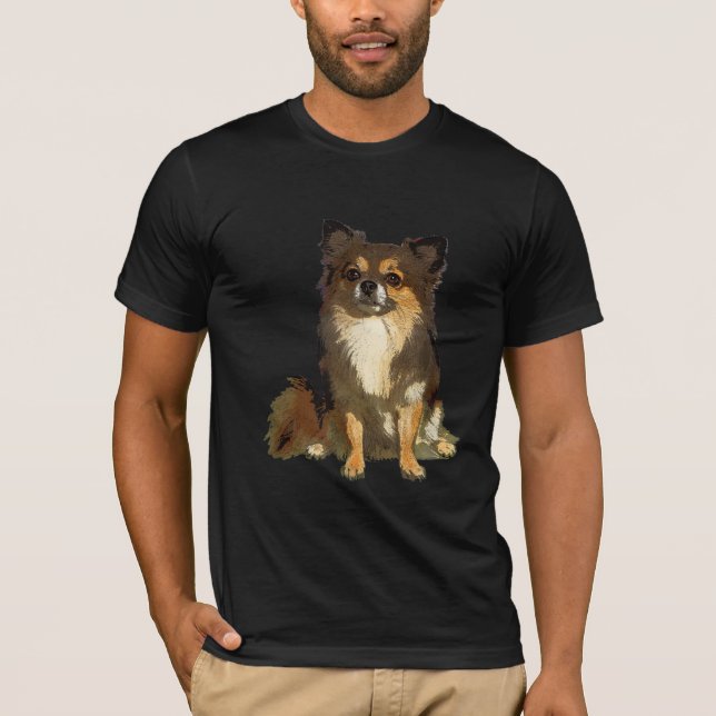 Camiseta Cão Gráfico de Cartoons Cute de Chihuahua de Longa (Frente)
