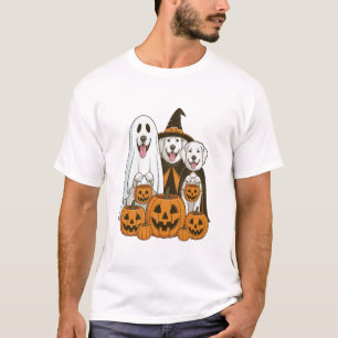 Camiseta Cão Grande Pirenéus Fantasma Bruxa Halloween Combi