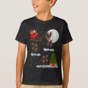 Camiseta Cão Great Dane Papai Noel Trenó Voador Divertido M