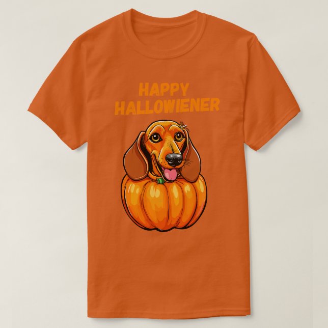 Camiseta cão hallowiener halloween (Frente do Design)