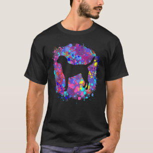 Camiseta Cão Harrier Rosa Arte com Borrifos de Aquarela Amo