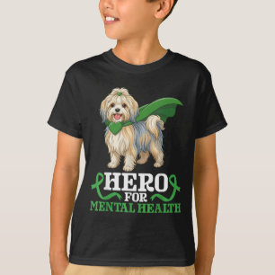 Camiseta Cão Havanês Herói para Conscientização sobre Saúde