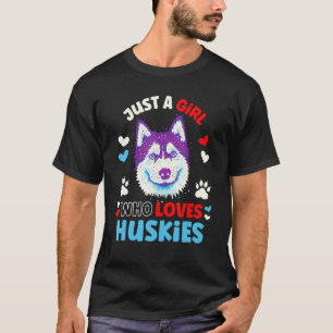 Camiseta Cão Husky Para Mulheres Crianças Meninas Que Amam
