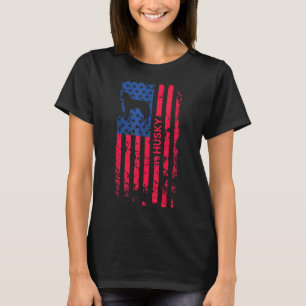 Camiseta Cão Husky Siberiano Amor Patriótico Bandeira Ameri