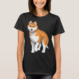 Camiseta Cão Husky Siberiano Vermelho e Branco com Olhos Az