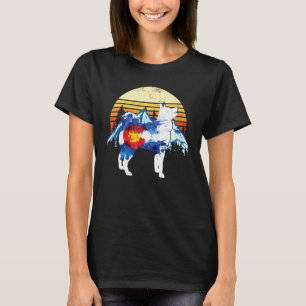 Camiseta Cão Husky Siberiano Vintage Bandeira do Colorado P