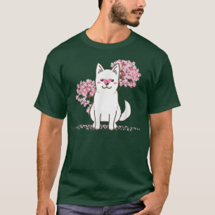 Camiseta Cão Kawaii Sakura Cherry Blossom Kishu