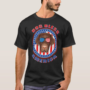 Camiseta Cão Labrador Retriever Abençoa a América Patriótic