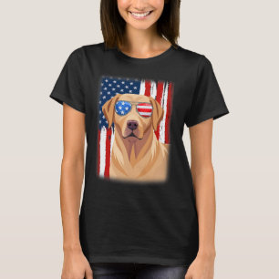Camiseta Cão Labrador Retriever Bandeira da América 4 de Ju