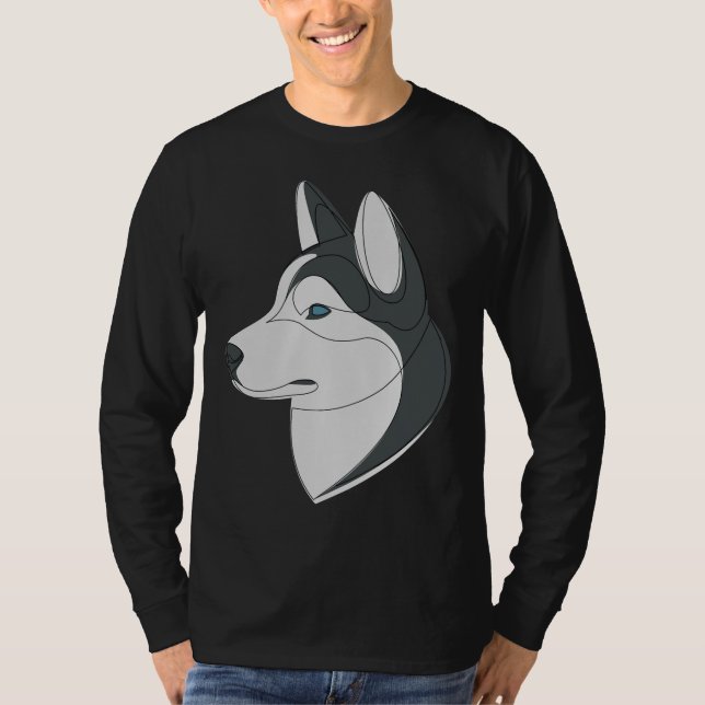 Camiseta Cão-Linear Siberiano Husky (Frente)