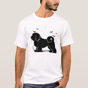 Camiseta Cão Lowchen � Silhueta da Lua de Halloween Camiset