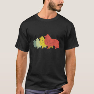 Camiseta Cão Mãe Pai Silhouette Vintage Sheltie Shetland Sh
