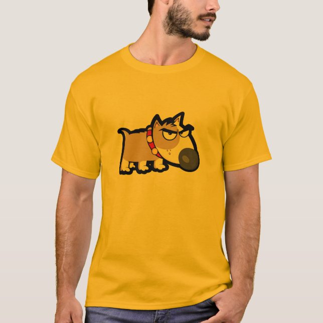 Camiseta Cão mal-humorado amarelo alaranjado (Frente)