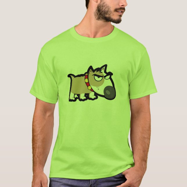 Camiseta Cão mal-humorado; Verde (Frente)