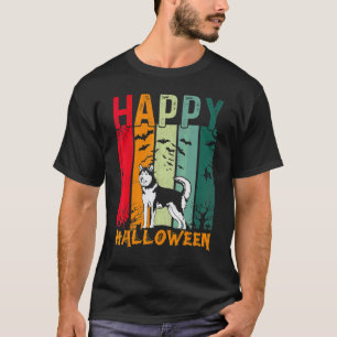 Camiseta Cão Malamute do Alasca Jantar de Halloween retrô