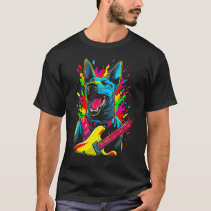 Camiseta Cão Malinois Belga Guitarra