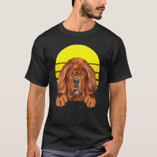 Camiseta Cão Mastim Tibetano do Pôr do Sol Vintage