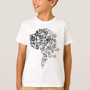 Camiseta Cão Moderno Floral Great Dane Mãe Preto e Branco